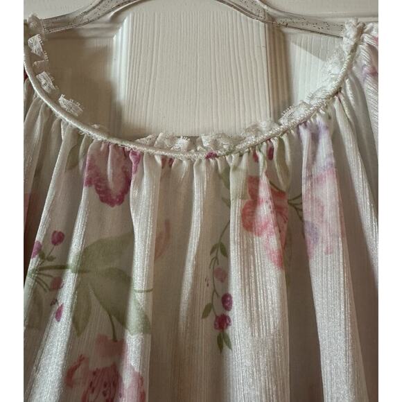 Vintage Val Mode Nylon Lace Silky Satin Long Nightgown Size L Made In USA - Picture 4 of 8